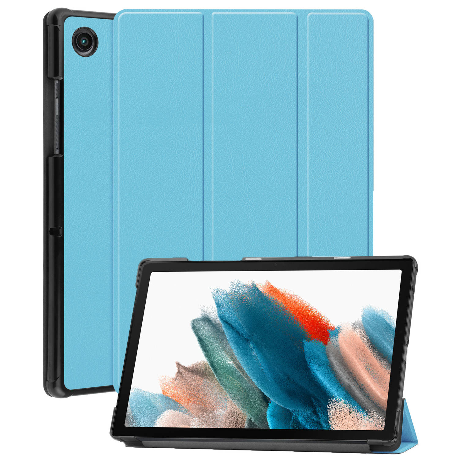 Basey Samsung Galaxy Tab A8 Hoesje Kunstleer Hoes Case Cover Lichtblauw