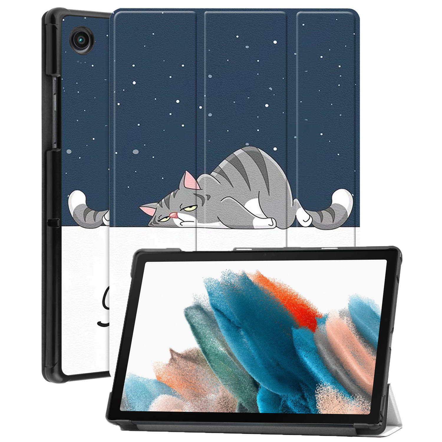 Basey Samsung Galaxy Tab A8 Hoesje Kunstleer Hoes Case Cover Samsung Galaxy Tab A8-kat