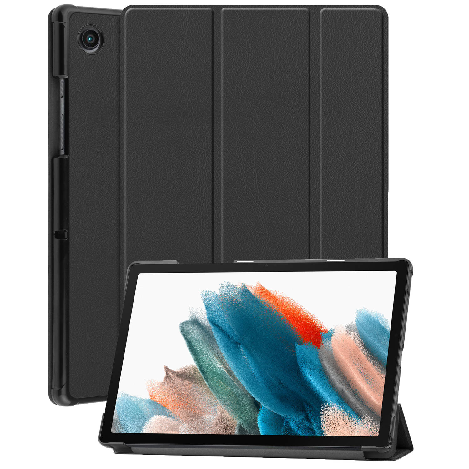 Basey Samsung Galaxy Tab A8 Hoesje Kunstleer Hoes Case Cover Samsung Galaxy Tab A8-zwart