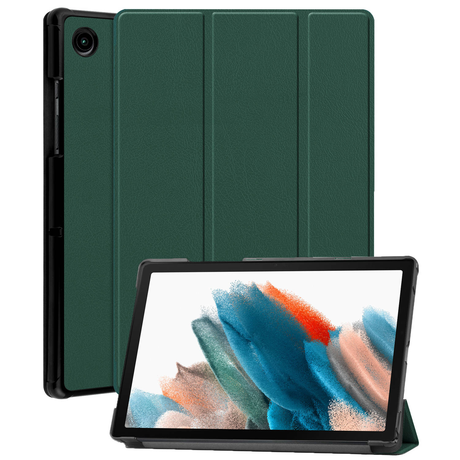 Basey Samsung Galaxy Tab A8 Hoesje Kunstleer Hoes Case Cover Donkergroen