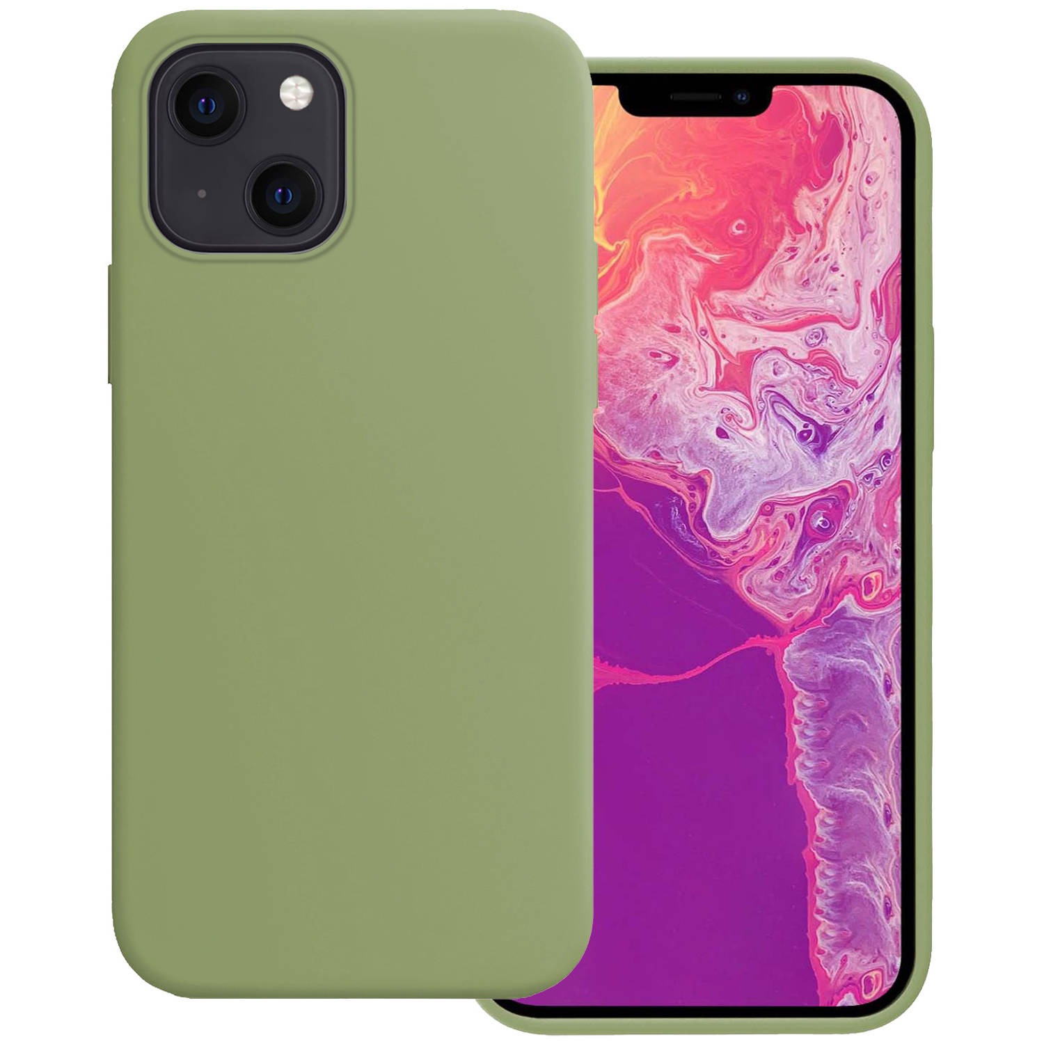 Basey Iphone 13 Hoesje Silicone Case Iphone 13 Case Groen Siliconen Hoes Iphone 13 Hoes Cover Groen