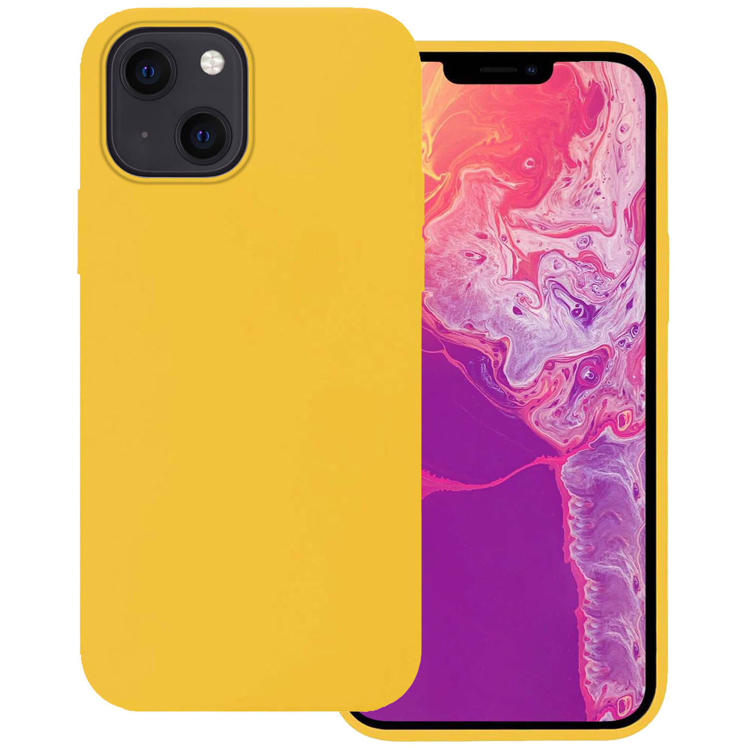 Basey Iphone 13 Hoesje Silicone Case Iphone 13 Case Geel Siliconen Hoes Iphone 13 Hoes Cover Geel