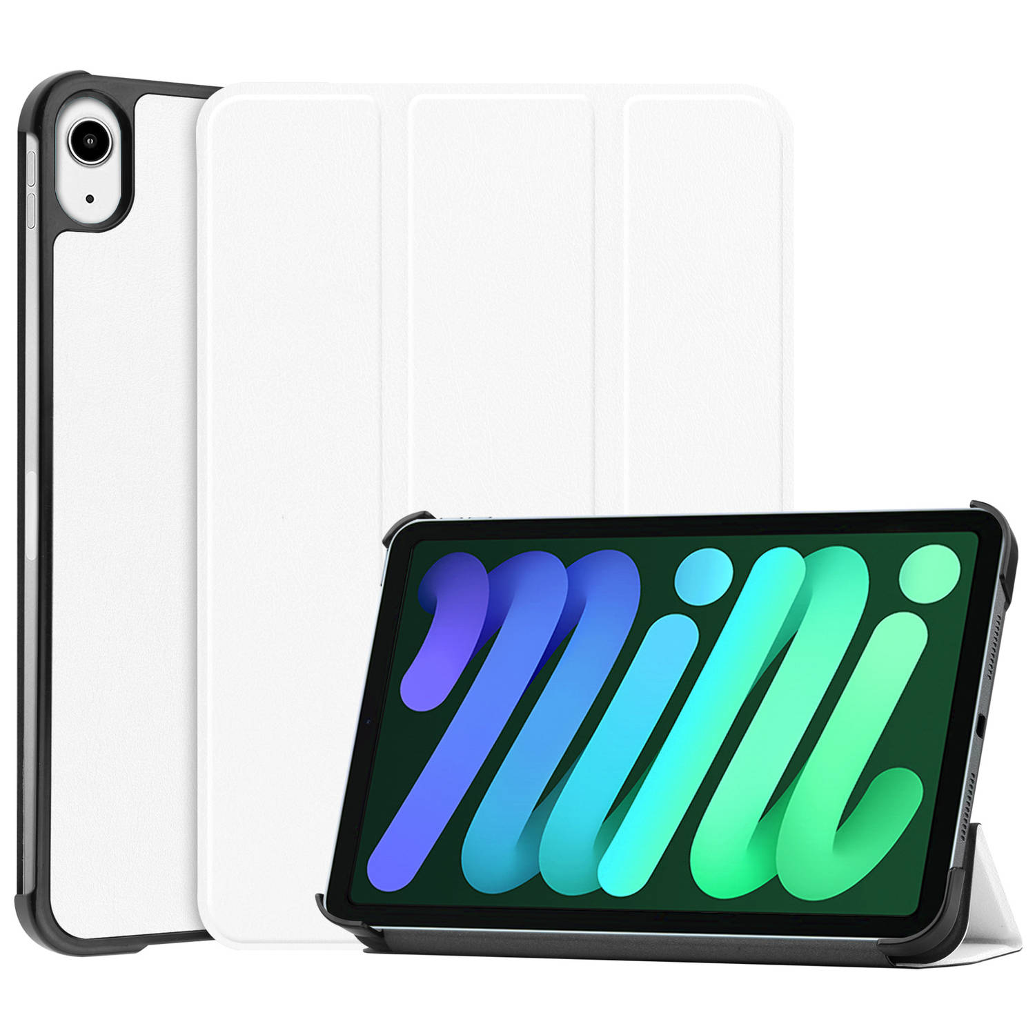 Basey Ipad Mini 6 Hoesje Kunstleer Hoes Case Cover Ipad Mini 6-wit