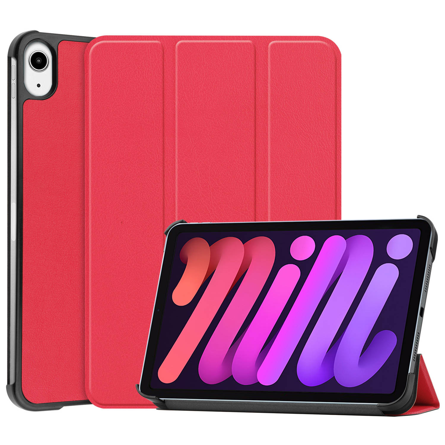 Basey Ipad Mini 6 Hoesje Kunstleer Hoes Case Cover Ipad Mini 6-rood