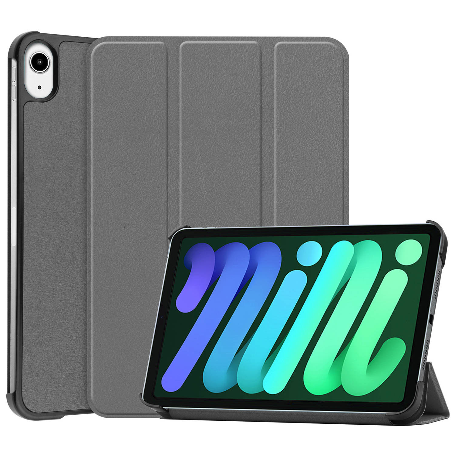 Basey Ipad Mini 6 Hoesje Kunstleer Hoes Case Cover Ipad Mini 6-grijs