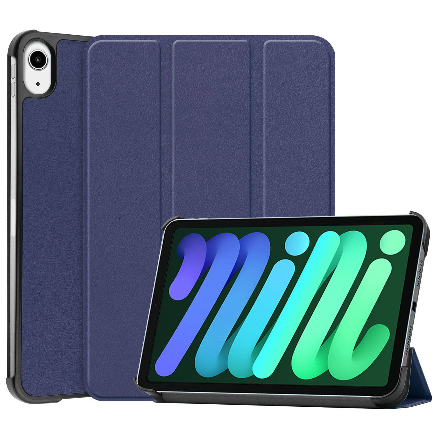 Basey Ipad Mini 6 Hoesje Kunstleer Hoes Case Cover Ipad Mini 6-donkerblauw