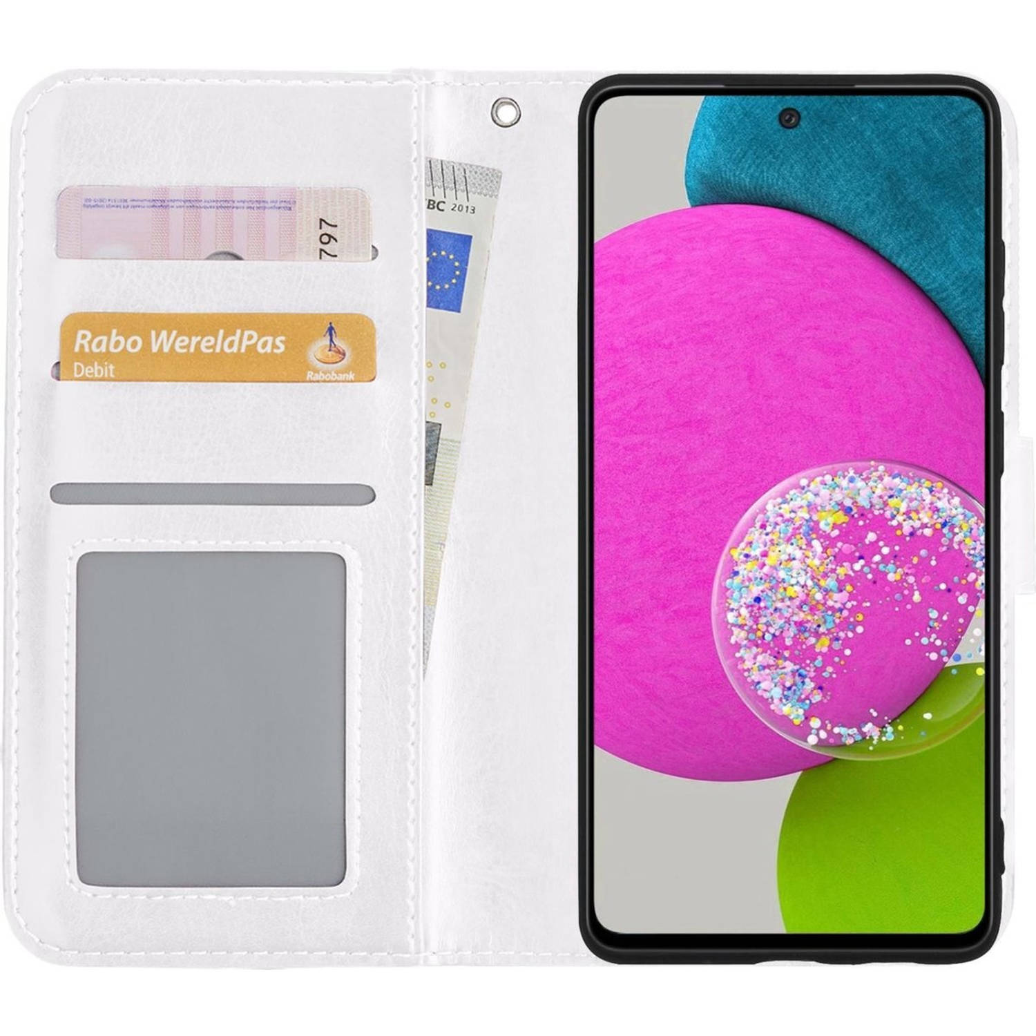 Basey Samsung Galaxy A52 Hoesje Book Case Kunstleer Cover Hoes Samsung Galaxy A52-Wit