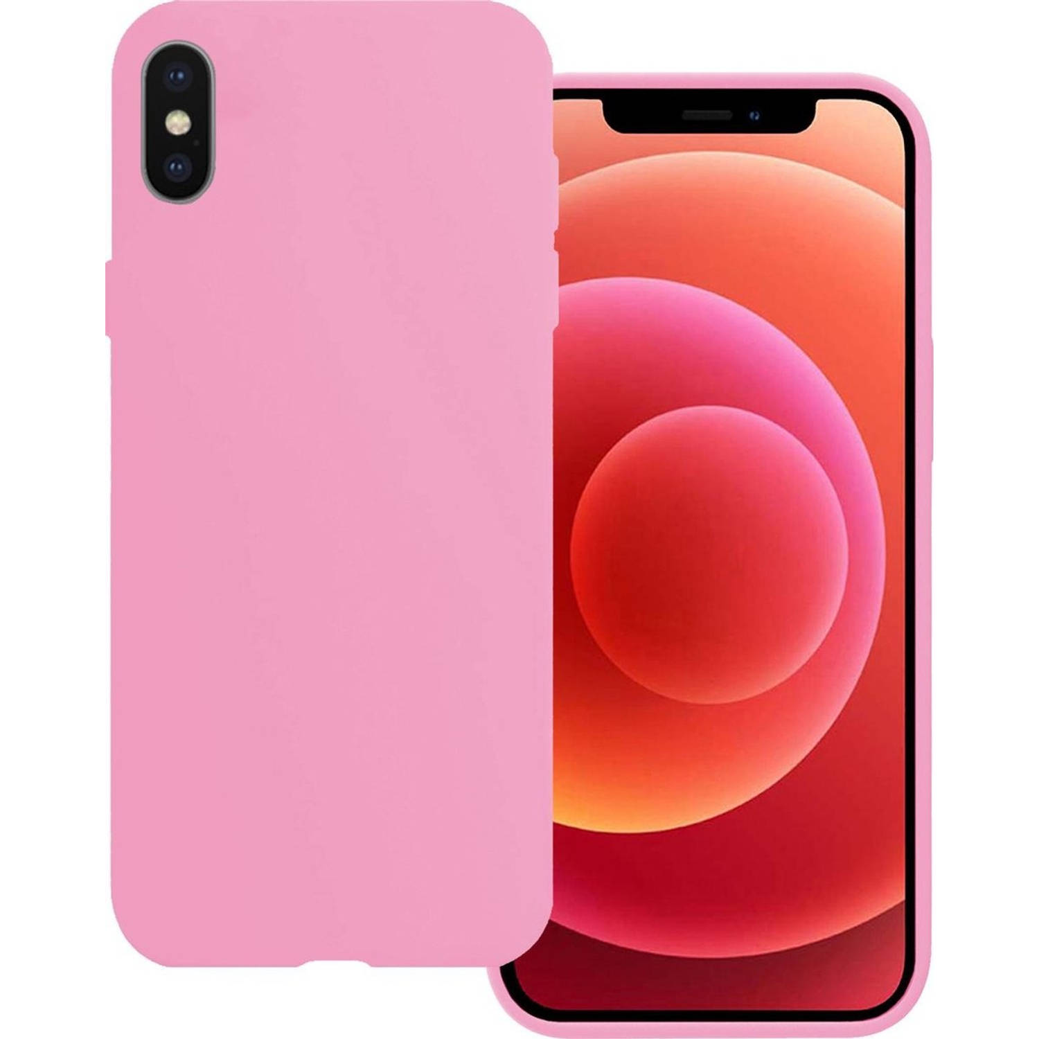 Basey iPhone Xs Max Hoesje Siliconen Hoes Case Cover -Lichtroze