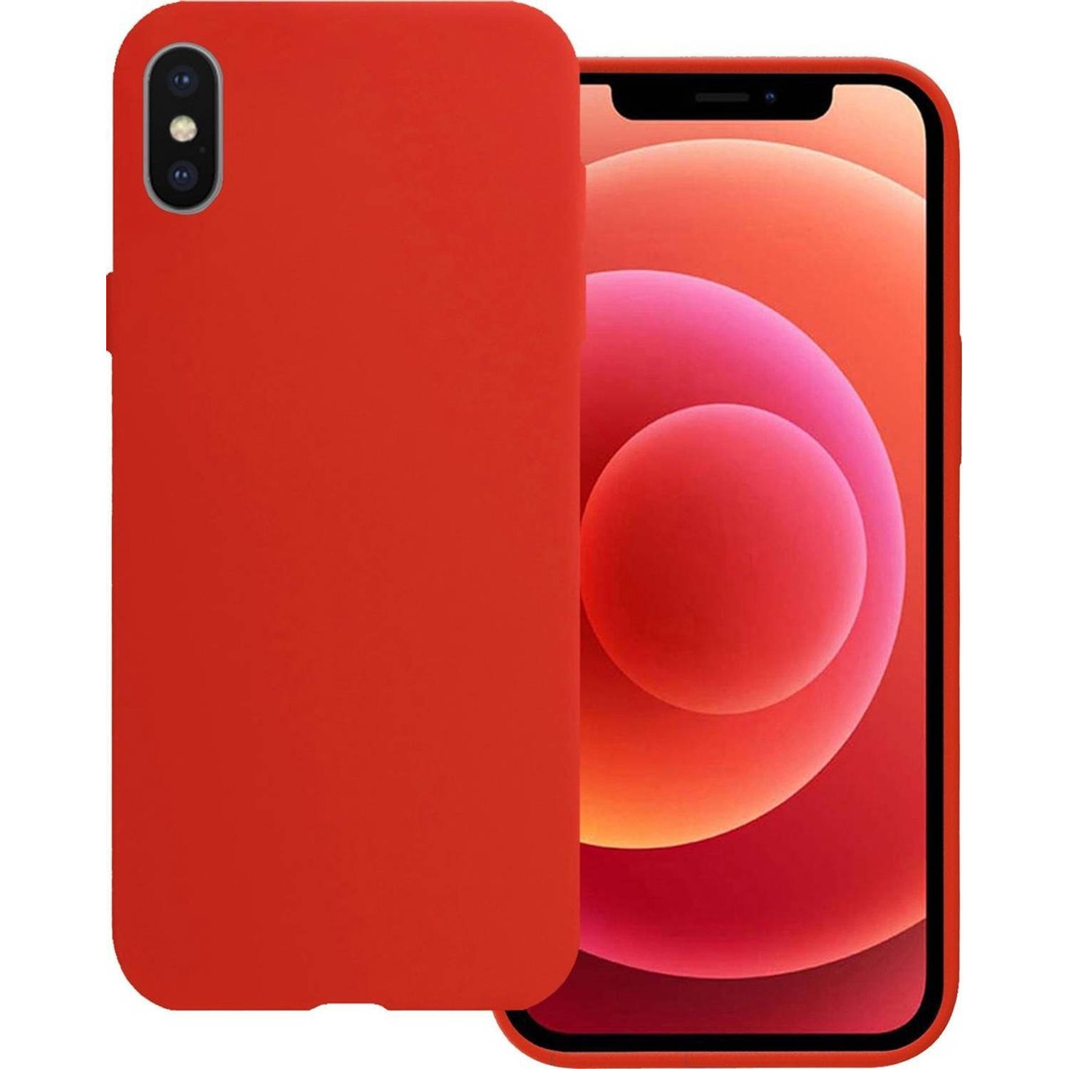 Basey iPhone Xs Hoesje Siliconen Hoes Case Cover iPhone Xs-Rood