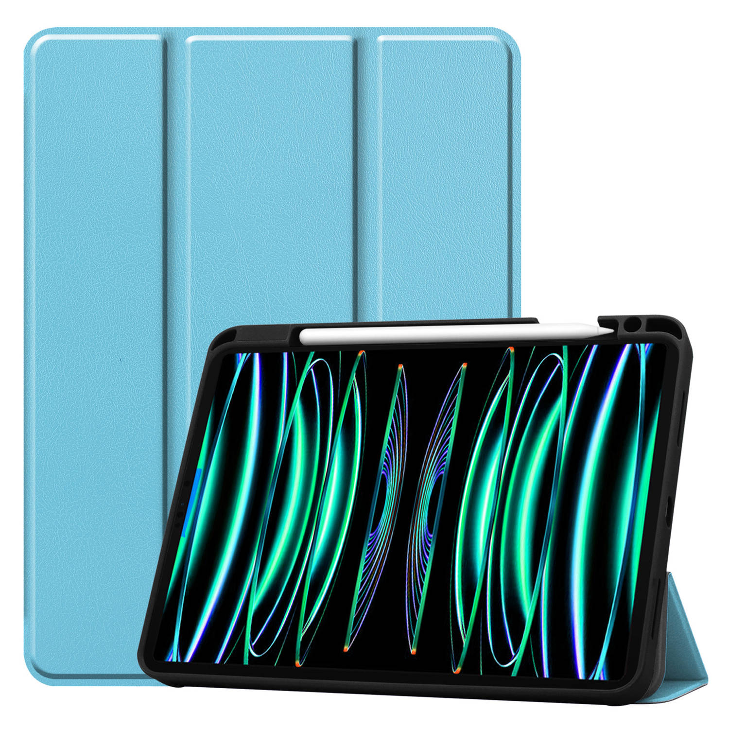 Basey Ipad Pro 2021 11 Inch Hoes Case Hoesje Licht Blauw Uitsparing Apple Pencil
