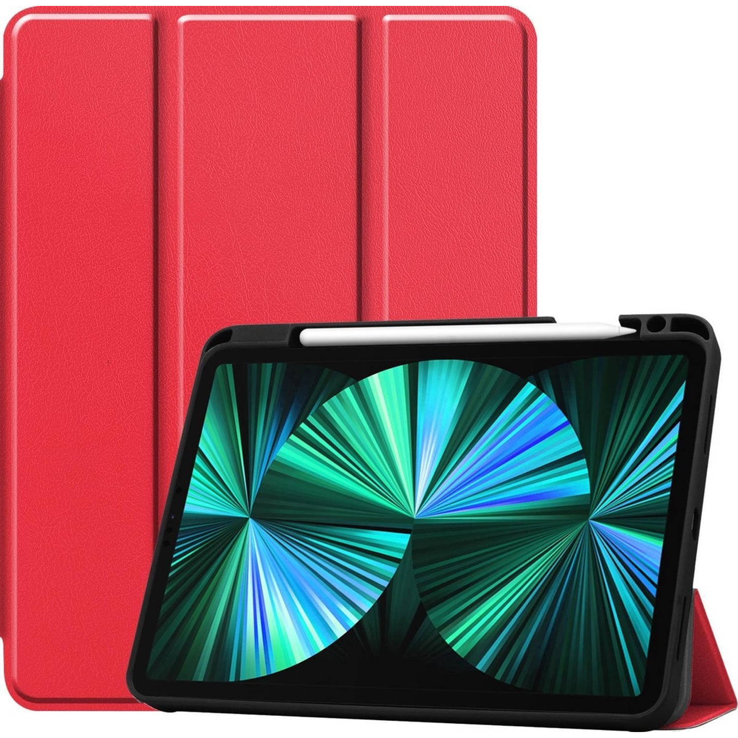Basey Ipad Pro 2021 12.9 Inch Hoes Case Hoesje Rood Uitsparing Apple Pencil