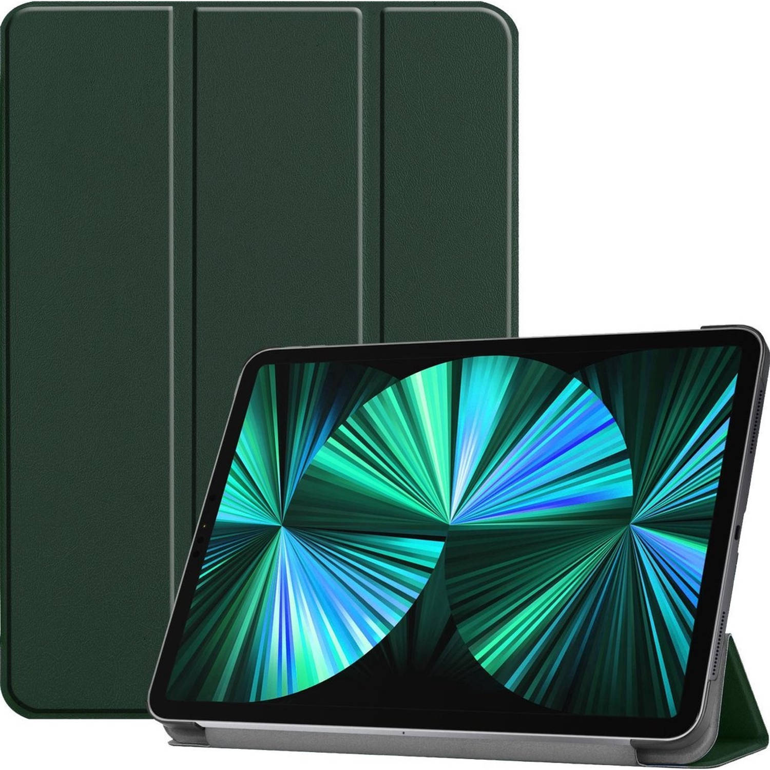 Basey Ipad Pro 2021 12,9 Inch Hoes Case Hoesje Donker Groen Hardcover Book Case Cover