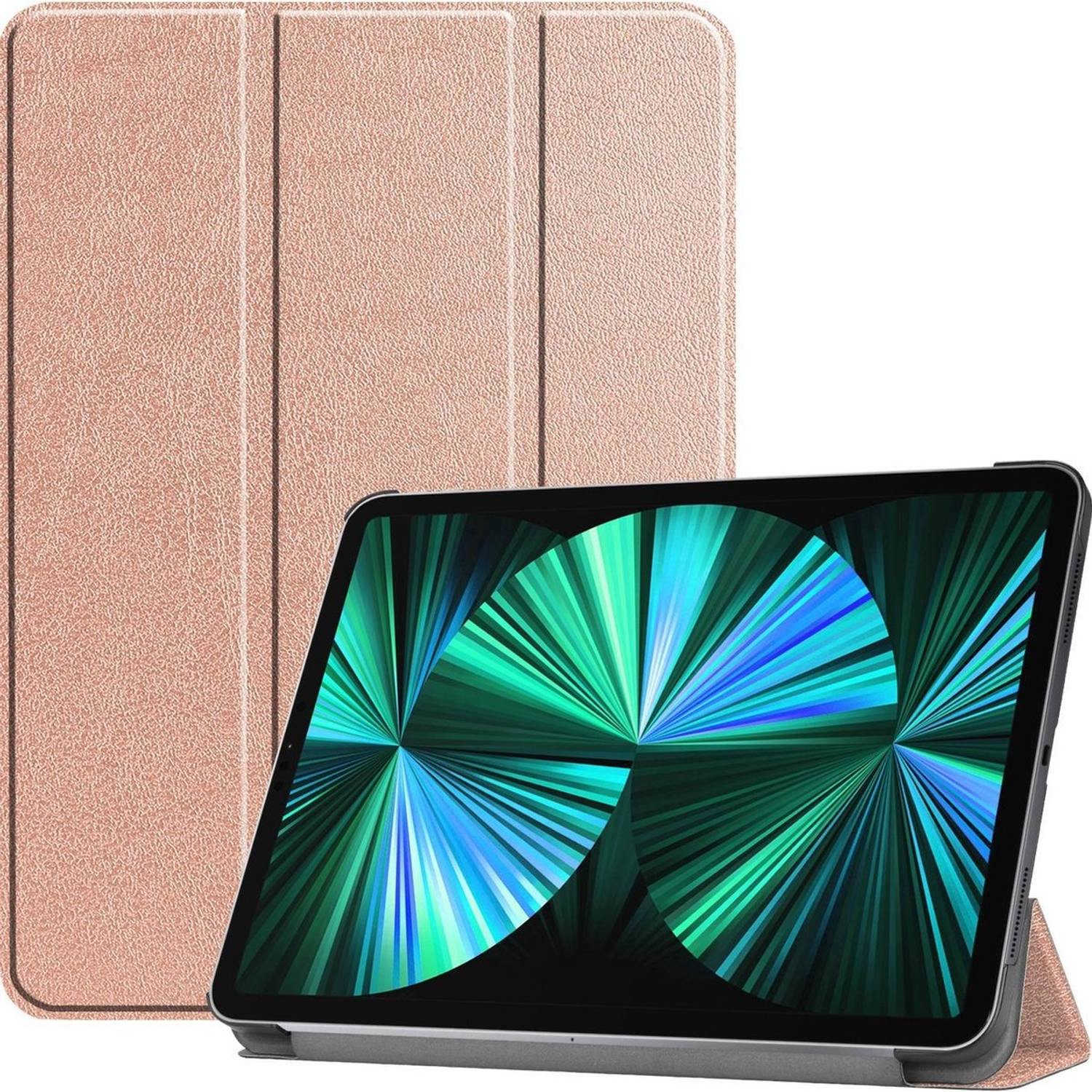 Basey iPad Pro 2021 12,9 inch Hoes Case Hoesje rose Goud Hardcover Book Case Cover