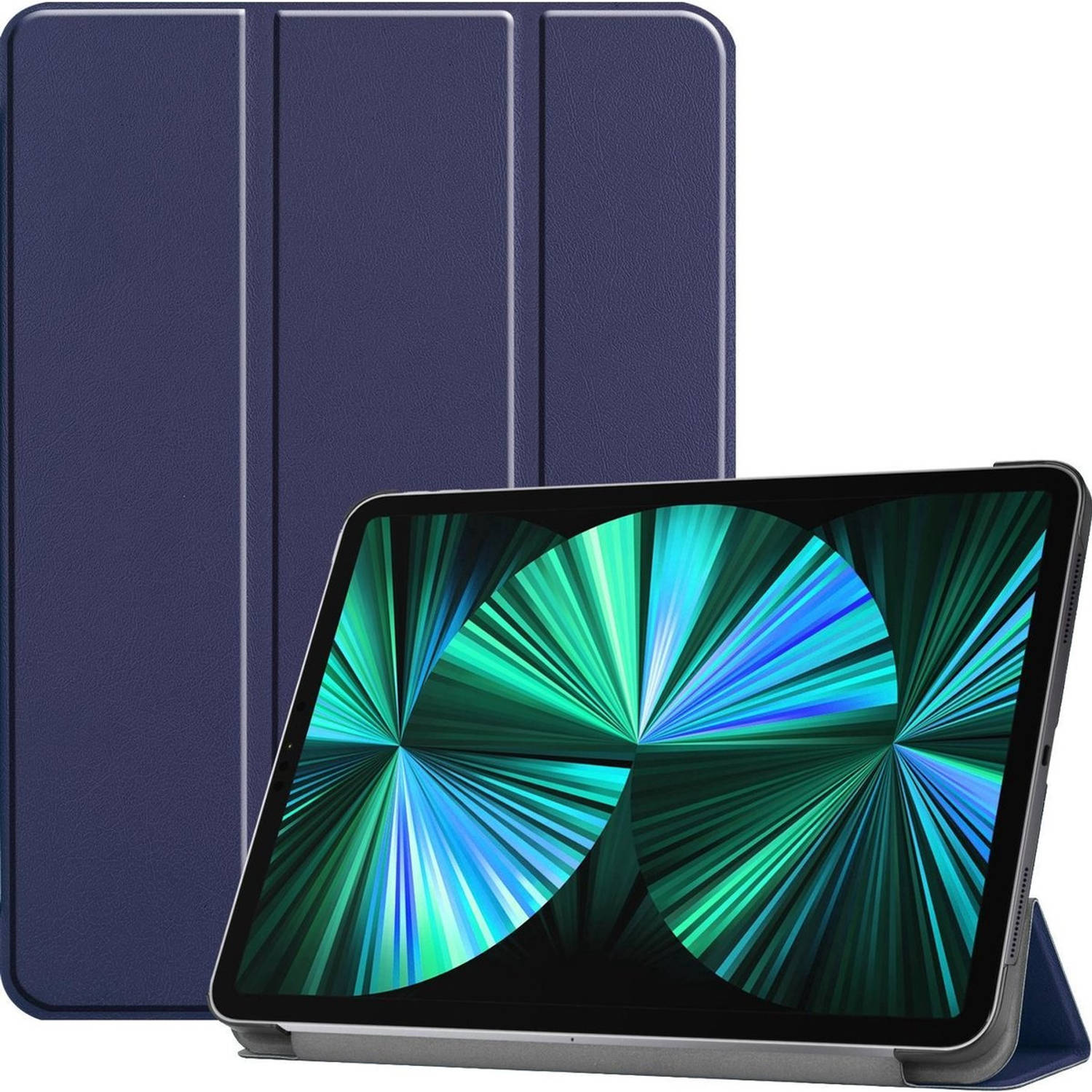 Basey Ipad Pro 2021 12,9 Inch Hoes Case Hoesje Donker Blauw Hardcover Book Case Cover