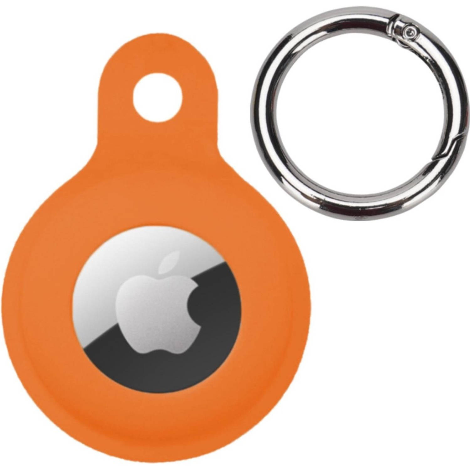Basey Airtag Hoesje Case Airtag Sleutelhanger Oranje Hanger Siliconen Hoes