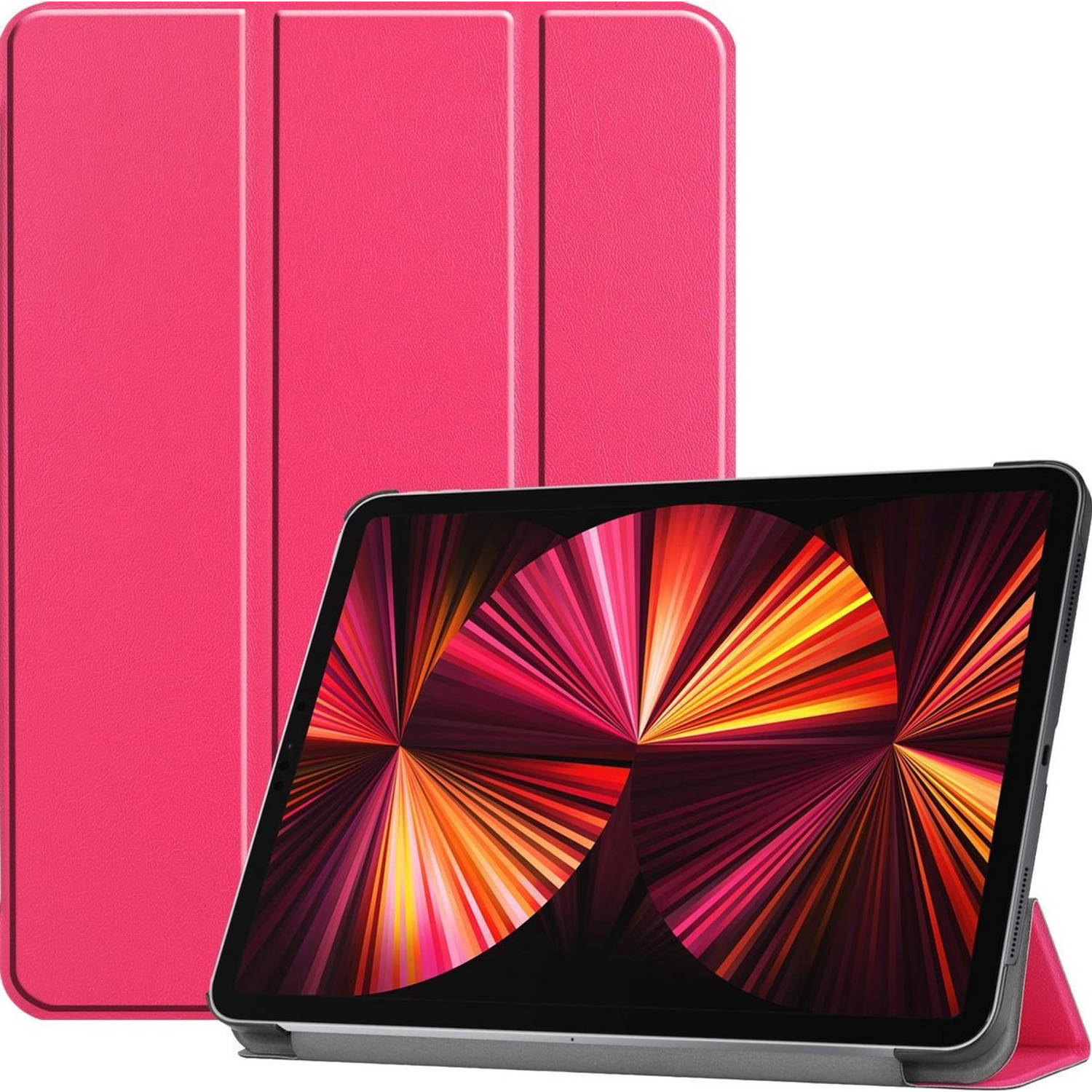 Basey Ipad Pro 2021 11 Inch Hoes Case Hoesje Donker Roze Hardcover Book Case Cover
