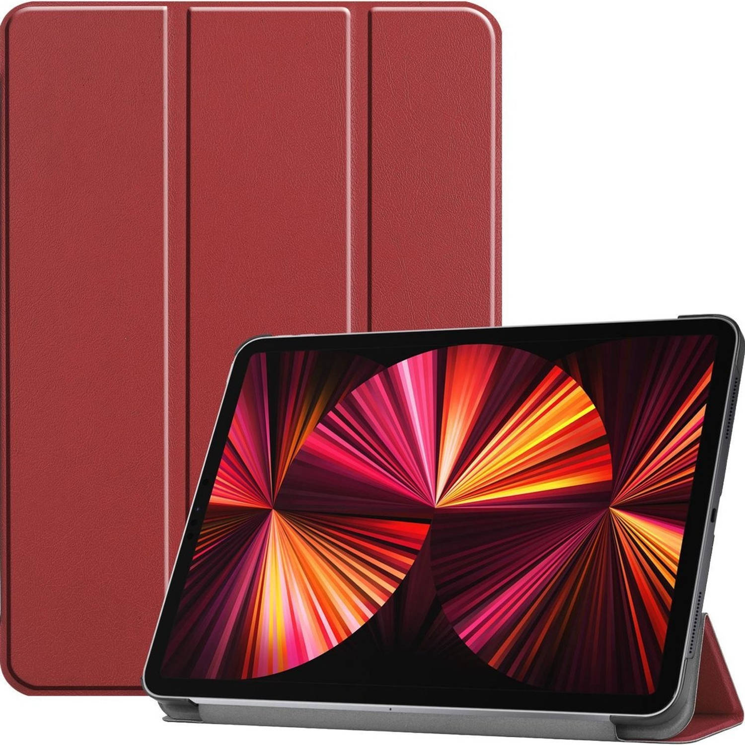 Basey Ipad Pro 2021 11 Inch Hoes Case Hoesje Donker Rood Hardcover Book Case Cover