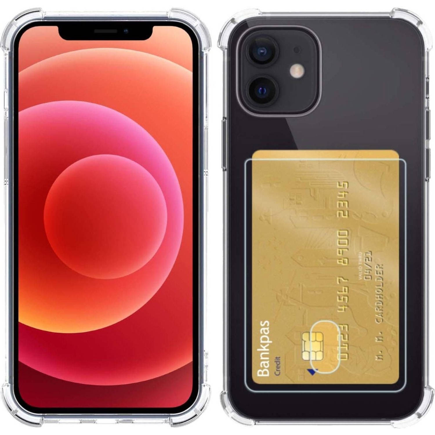 Basey Hoes Voor Iphone 11 Hoesje Met Pasjeshouder Transparant Card Case Shock Hoes