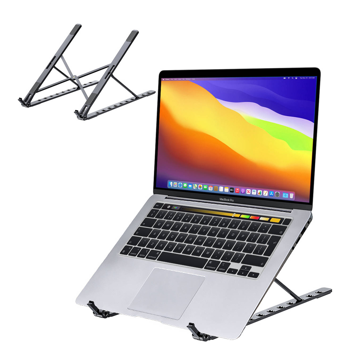 Basey Laptop Stand Bureaustandaard Tablet Houder Aluminium Laptop Standaard Verstelbaar - Grijs