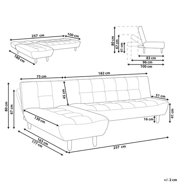 Beliani ALSTEN - Modulaire Sofa-Grijs-Polyester
