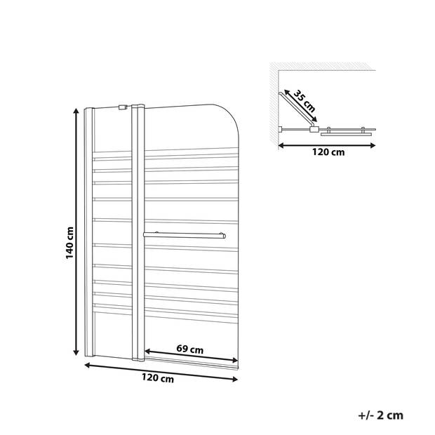 Beliani TUAPI - Douchescherm met twee panelen-Transparant-Veiligheidsglas