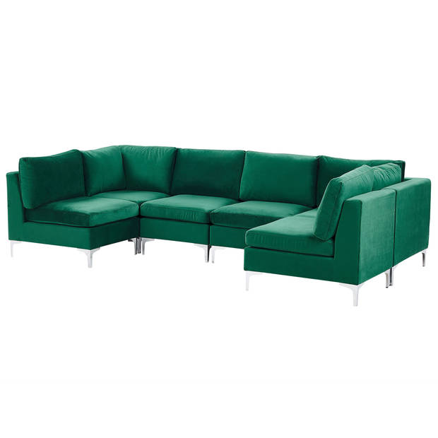 Beliani EVJA - Modulaire Sofa-Groen-Fluweel