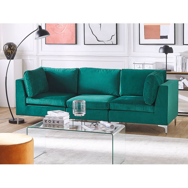 Beliani EVJA - Modulaire Sofa-Groen-Fluweel