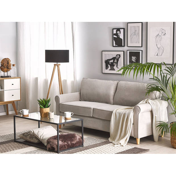 Beliani RONNEBY - Driezitsbank-Beige-Fluweel