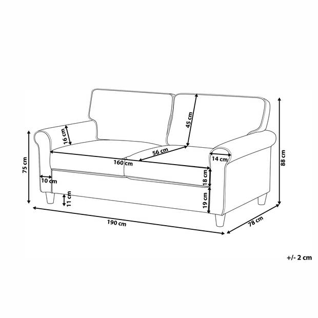 Beliani RONNEBY - Driezitsbank-Beige-Fluweel