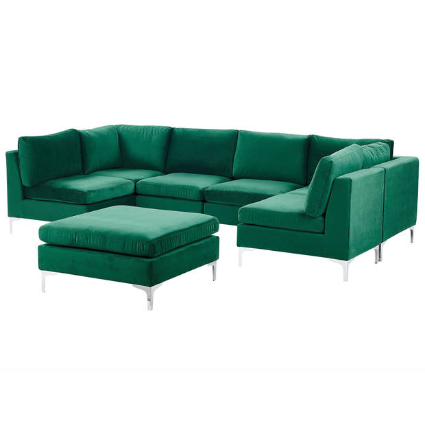 Beliani EVJA - Modulaire Sofa-Groen-Fluweel