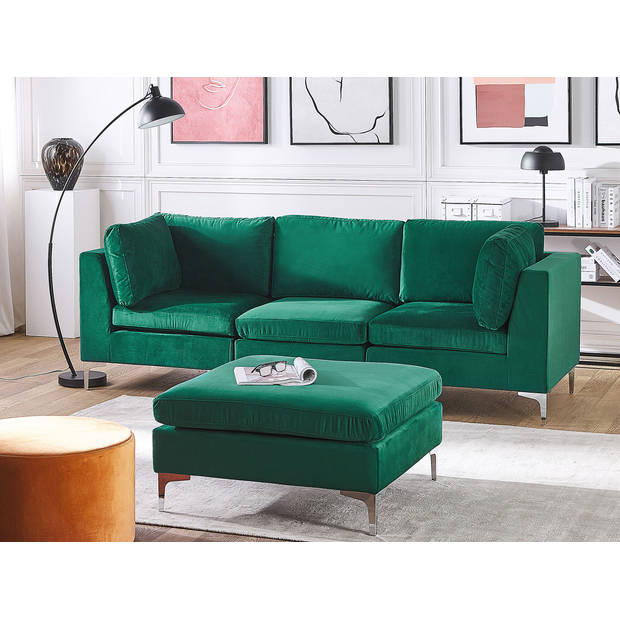 Beliani EVJA - Modulaire Sofa-Groen-Fluweel