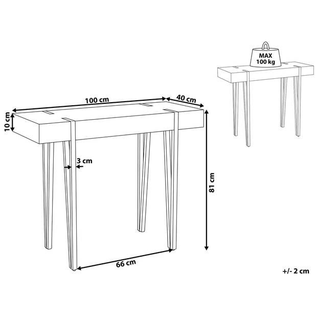 Beliani ADENA - Consoletafel-Grijs-MDF