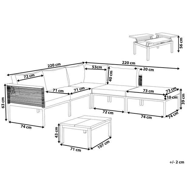 Beliani FORANO - Loungeset-Grijs-Aluminium