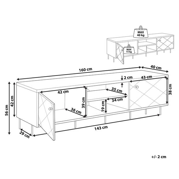 Beliani PALMER - TV-kast-Grijs-MDF