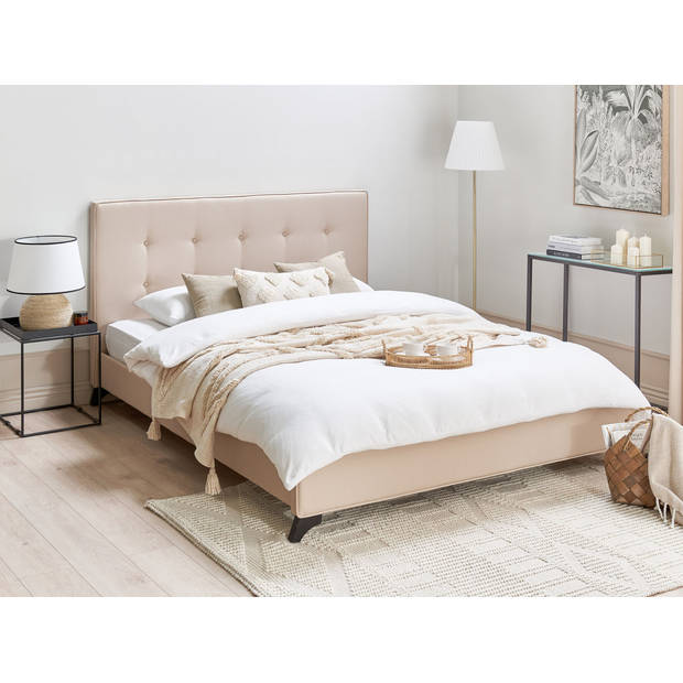 Beliani AMBASSADOR - Tweepersoonsbed-Beige-Polyester