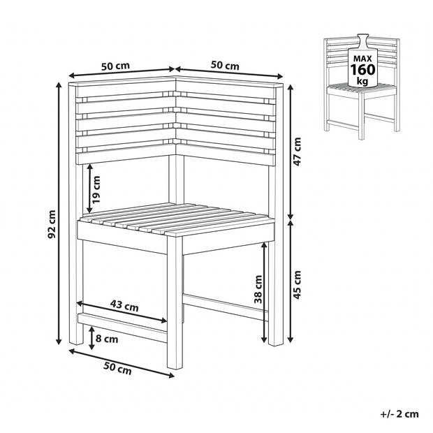 Beliani TREIA - Tuinstoel-Lichte houtkleur-Acaciahout