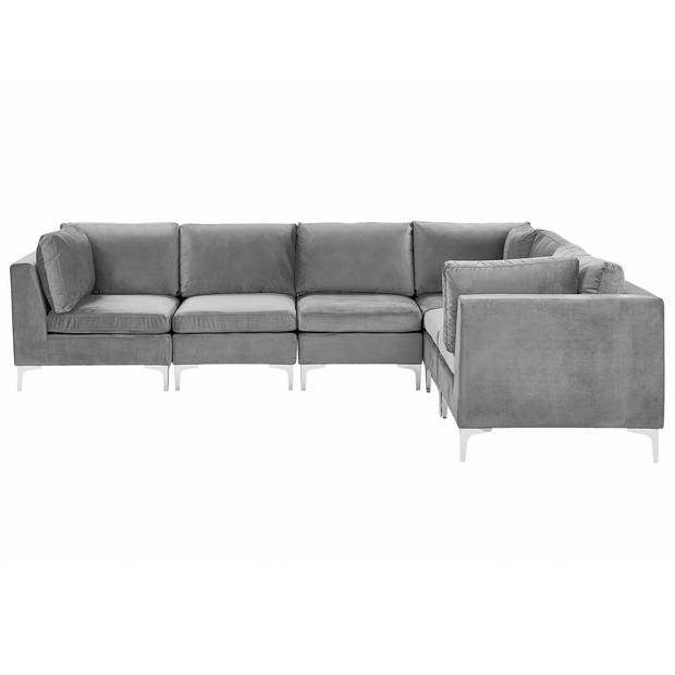 Beliani EVJA - Modulaire Sofa-Grijs-Fluweel