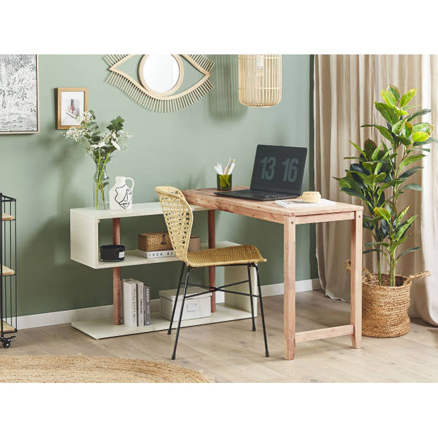 Beliani CHANDLER - Bureau-Lichte houtkleur-Rubberhout