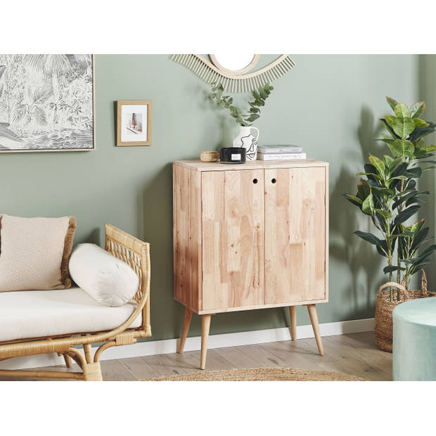 Beliani CHANDLER - Sideboard-Lichte houtkleur-Rubberhout