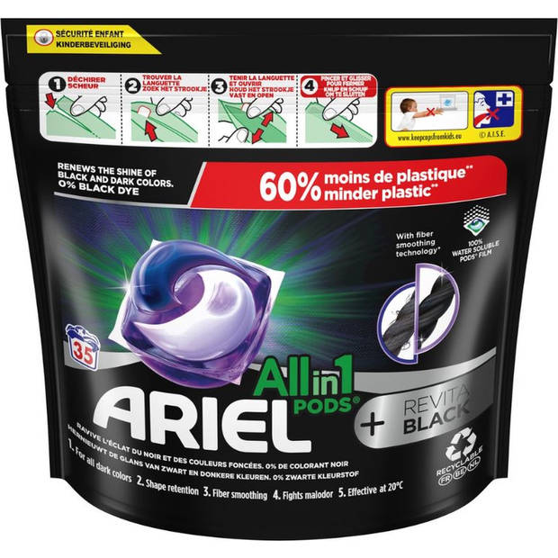 Ariel All in 1 Wasmiddel Pods + Revitablack - Wascapsules - Voor de Zwarte Was - 35 Wasbeurten