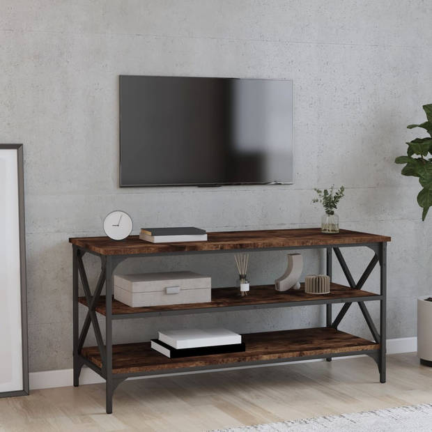 The Living Store Tv-kast - Gerookt eiken - 100x40x50 cm - Industrieel frame