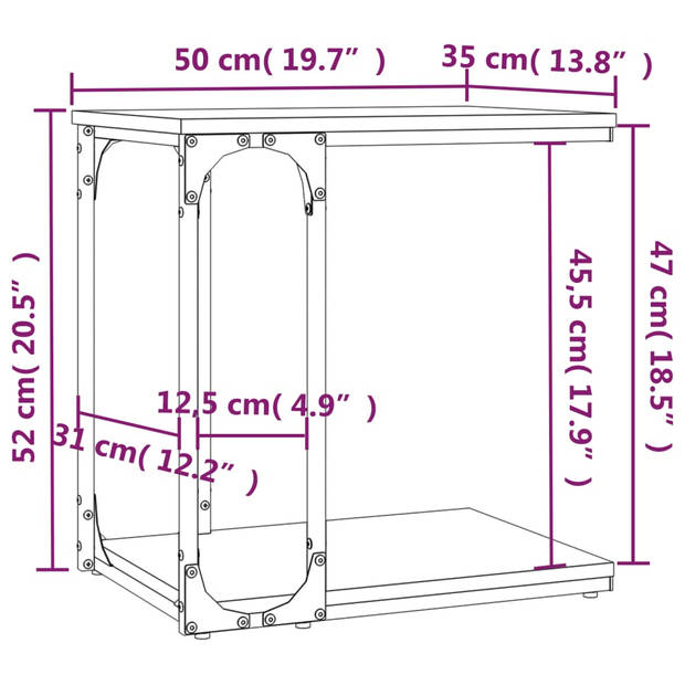 vidaXL Bijzettafel 50x35x52 cm bewerkt hout zwart