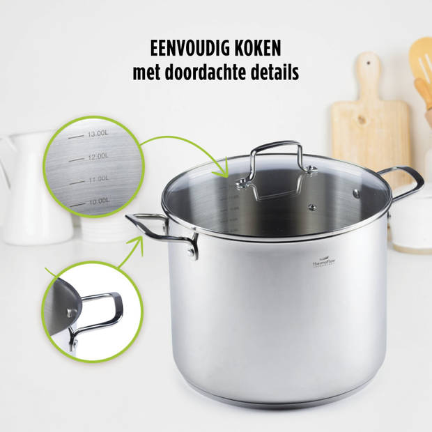 Rosmarino Pour & Cook Kookpan met glazen deksel - 28x23 cm