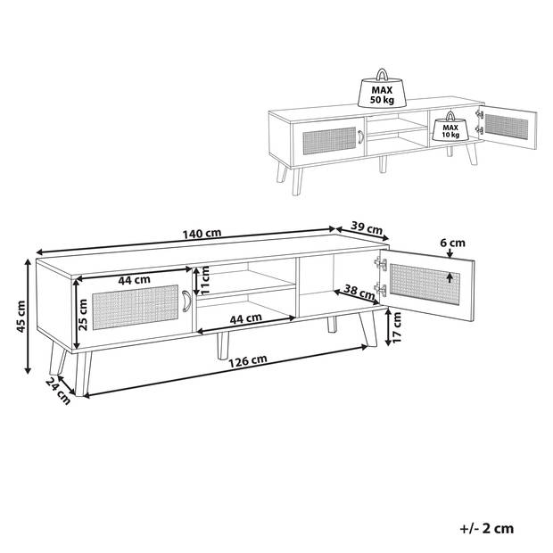 Beliani PARTON - TV-kast-Wit-MDF