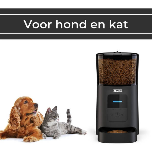 Automatische voerbak kat en hond - voerautomaat met smartphone besturing - Voerinhoud 6 liter - Voerdispenser - Zedar