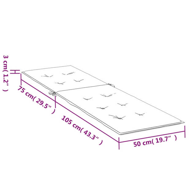 vidaXL Terrasstoelkussen (75+105)x50x4 cm crèmekleurig