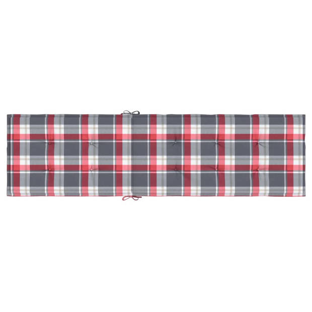 vidaXL Terrasstoelkussen ruitpatroon (75+105)x50x4 cm rood