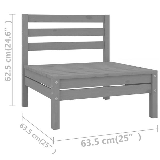 vidaXL 9-delige Loungeset massief grenenhout grijs