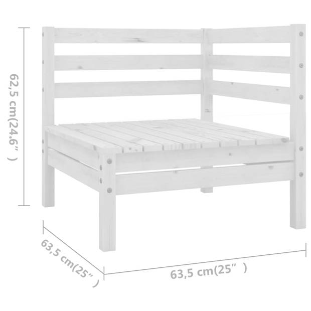 The Living Store Tuinmeubelset - hout - grenenhout - wit - modulair - 4-delig - 63.5x63.5x62.5cm - 63.5x63.5x28.5cm