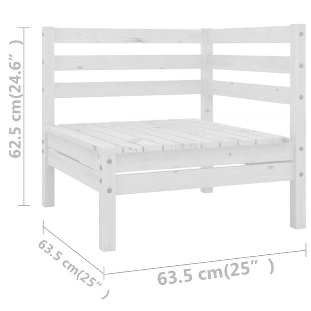 vidaXL 6-delige Loungeset massief grenenhout wit